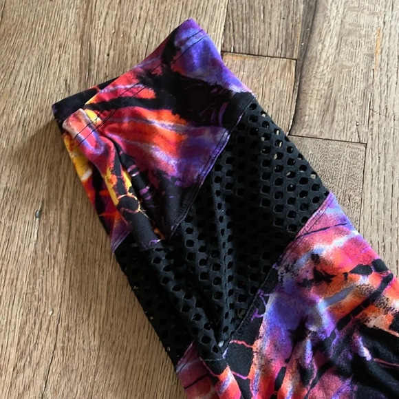 No Boundaries Women’s Juniors Black Mesh Sueded Ankle Tie Dye Leggings size XL - Picture 4 of 5